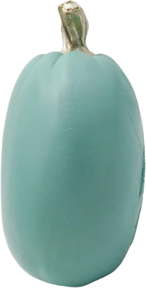 Needzo Turquoise Faux Pumpkins Nautical Bathroom Decor for Vacation Homes, Fall at The Beach Fake Pumpkin with Glittery Painted Turtle, 7 Inches...