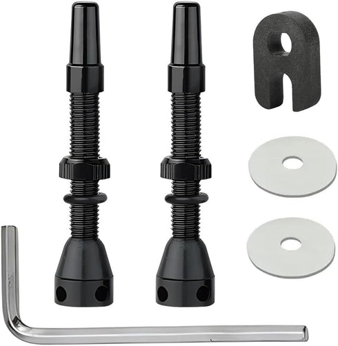 2pcs 44mm Presta Tubeless Valve Stem Aluminum Alloy Tubeless Valves with Presta Valve Core Remover Tool and Valve Stem Caps for Tubeless Tires Roa...