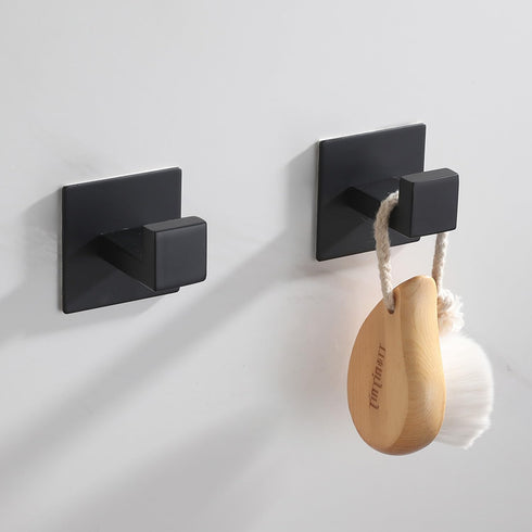 Bath Towel Hook,10 Pack Self Adhesive Square Coat Hooks, Sturdy No Drilling Robe Hook, Stainless Steel Heavy Duty Clothes Hanger, Wall Hooks for B...