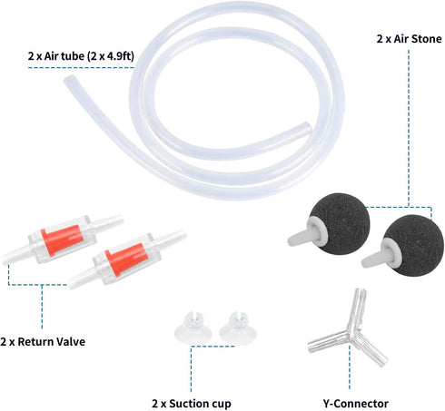 Aquarium Air Pump,Marpros Air Pump for Fish Tank 2 Outlet,Adjustable air bubbler for Fish Tank,Super Quiet Oxygen Pump for Aaquarium 20 to 40 Gall...