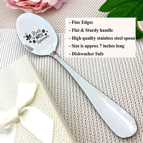 Bee well spoon Get Well Spoon Get Well Gifts for Women Men Best Recovery Gift Funny Food Dessert Tea Spoon Engraved Stainless Steel Encouragement ...