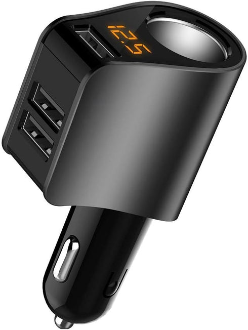 LIHAN Cigarette Lighter Socket Adapter, Car Charger fit for 12V/24V Outlet Plug Splitter with Multi USB Ports, Voltmeter Compatible for iPhone, Ga...