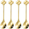 10 pcs Gold Four-Leaf Clover Stainless Steel Spoon Set, Unique Design for Coffee, Tea, Desserts, Ice Cream 4.7inch...