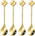 10 pcs Gold Four-Leaf Clover Stainless Steel Spoon Set, Unique Design for Coffee, Tea, Desserts, Ice Cream 4.7inch...