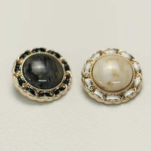 20 Pcs Metal Retro Vents Pearl Buttons Skirt Jackets Knitted Cardigans Decorative Buttons 18mm/0.7inch (Black10pcs + White10 pcs)...