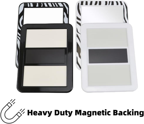 5x7 inch Zebra Design Magnetic Pocket Locker Mirror & Magnetic Locker Dry Erase Board Set for School Locker, Bathroom, Household Refrigerator,Work...