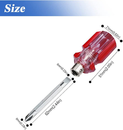 5 Pcs Stubby Magnetic Screwdriver with Phillips Head and Flat Head, 2-in-1 Cross-Head Flathead Interchangeable Bit Tool for Dismantle and Repair...