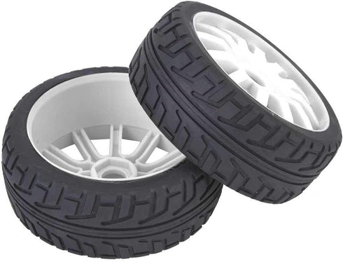2Pcs Wheel Rim, Racing Car Rubber Wheel Hub Tires for 1/8 On-Road Racing RC (White)...