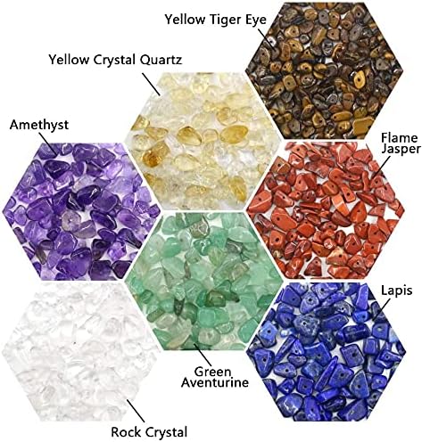 7 Chakra Natural Chip Stone,About 628 Pcs Irregular Gemstones Healing Crystal Loose Rocks Bead Hole Drilled DIY for Bracelet Jewelry Making Crafti...