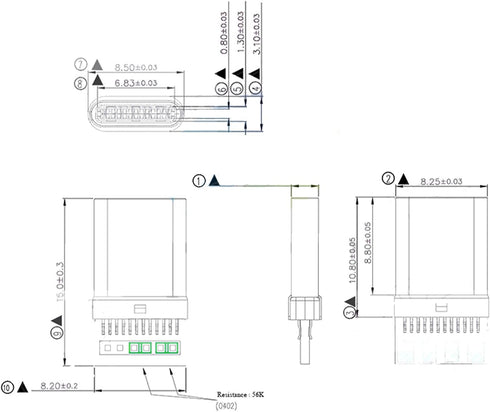 20Set USB 3.1 Type C Male Connector 24 Pin Welding Data Line Interface 24P PCB Board Support Module(10Set Black + 10Set White)...