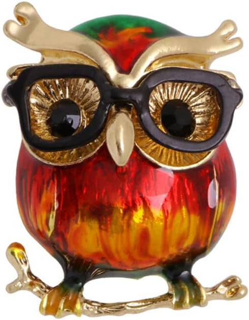 Enamel Owl Bird Brooch Pin for Women Girls Fashion Red Green Animal Brooches Lapel Pins Cute Dress Accessories Holiday Birthday Christmas Party Je...