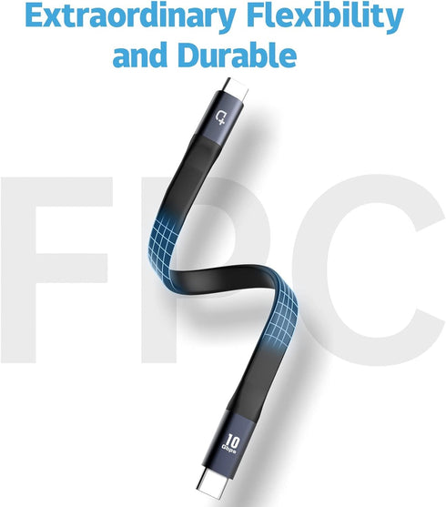 DOCKCASE Short USB C to USB C Cable (0.72ft), 3.1 Gen 2 10Gbps 100W 4K Video Data Transfer Charging Cable for Samsung Galaxy S8, S9, S10,T5 LaCie ...