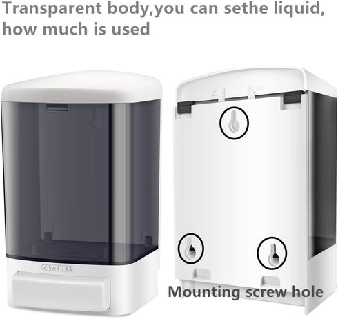 Manual Soap Dispenser Kitchen Bathroom 33.8oz/1000ml Wall Mounted Hand Commercial Soap Dispenser for Liquid Containers Shampoo Gel Chamber Plastic...