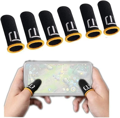 3 Pair Black Patterns Gaming Finger Sleeves Breathable Fingertips Gameler Sweatproof Games-Slip Thumb GR9l5 Gloves for Mobile Cell Phone Gaming Fi...