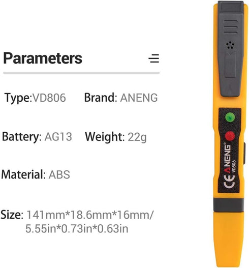 AC Voltage Detector Pen Voltage Tester Non-Contact Inductive AC/DC Voltage Tester Audible and Flashing LED Alarms,Pocket Clip Tester Tools...