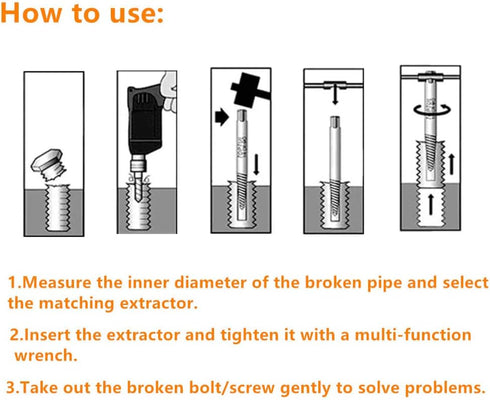 6PCs Damaged Screw Extractor Kits, Chrome-vanadium Steel Stripped Screw Extractor Broken Bolt Extractors Kit, Easy Out Damaged Bolts Remover Tool...