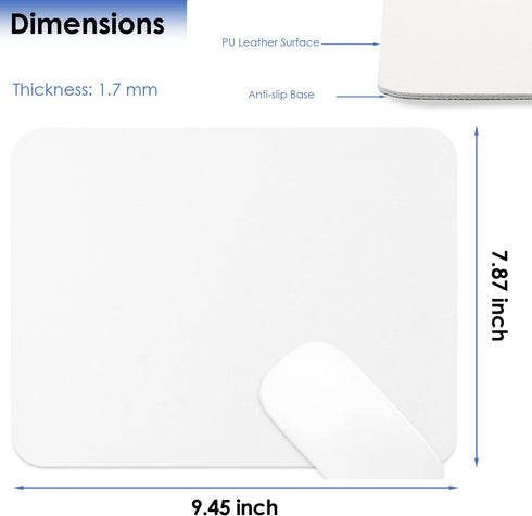 ProElife Mouse Pad 9.4'' x 7.8'' Slim Mat for Computer Laptop Accessories, Waterproof PU Leather Mouse Pad with Anti-Slip Base Rectangle Mousepad ...