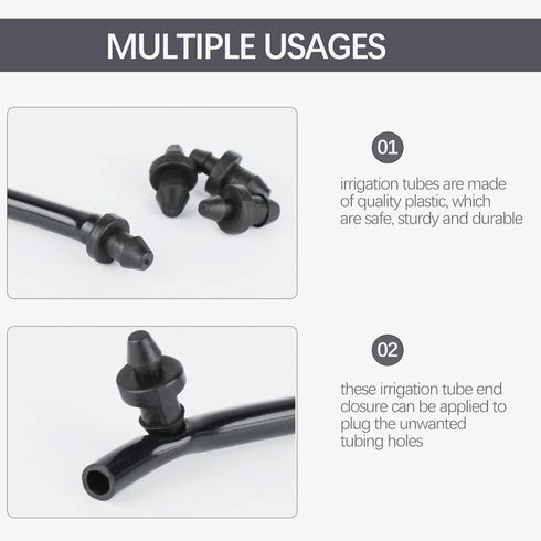 100 Pcs 1/4 Goof Drip Line Plugs Irrigation Black Barbed Hose End Plug Irrigation End Plugs for Drip Line...