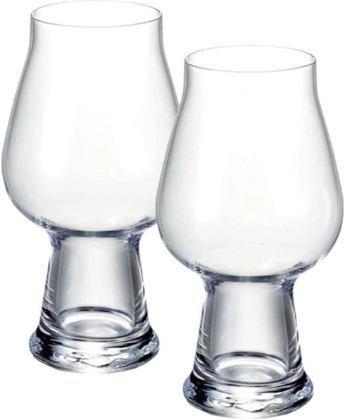Luigi Bormioli Birrateque 20.25 oz Stout Beer Glasses (Set of 2) - Craft Beer Glasses for Baltic Porter, Irish Dry Stout, Milk Stout, Laser-Cut Ri...