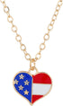 Womens 4th of July Pendant Necklace American Flag Heart Patriotic Star Necklace USA Red Blue & White Jewelry...