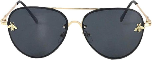 Fashion Culture Women's Buzzed Bee Charm 60mm Aviator Sunglasses (Black)...