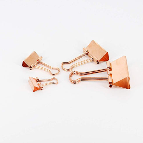 Binder Clip Paper Clamps, Assorted Sizes (Mini, Small, Medium, Large), 100 Pcs Clips for Office School Supplies (Rose Gold)...