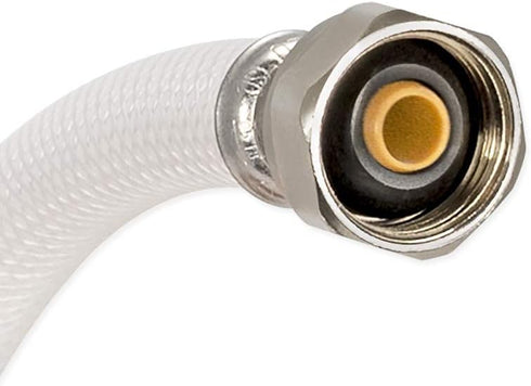 Eastman 20 Inch x 1/2 Inch FIP Flexible Faucet Connector, PVC Supply Hose Line with Nickel-Plated Brass Nuts, White, 48902...