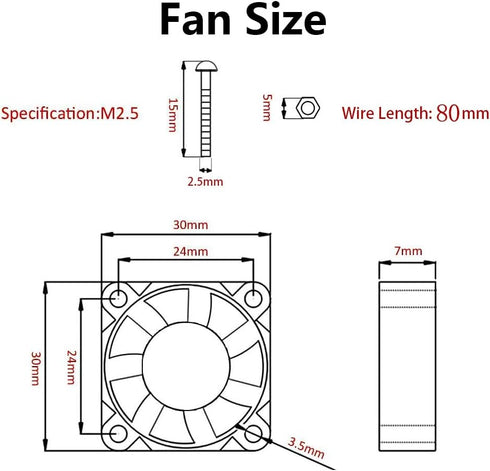 Aokin for Raspberry Pi Cooling Fan DC 5V/3.3V Brushless CPU Cooling Fan with Screws for Raspberry Pi 4 B, Pi 3 B+, Pi 3 B, Pi 2 B, Pi 1 B+, RetroF...
