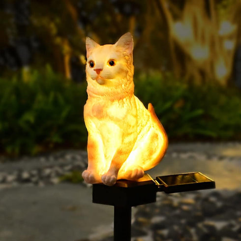 Garden Cat Decor Ornaments Outdoor Solar Light Lawn Decorations Cute Animal Stake Patio Yard Statue Waterproof Gifts for Cat Lovers...