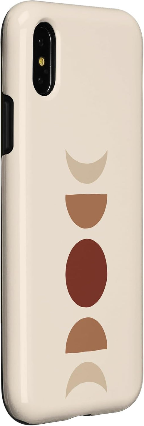 iPhone X/XS Phases of Moon Boho Beige Rust Red Burnt Orange Case...