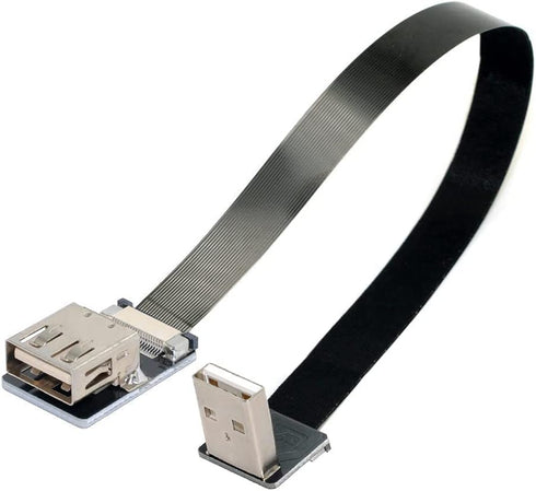 cablecc Down Angled USB 2.0 Type-A Male to Female Extension Data Flat Slim FPC Cable for FPV & Disk & Scanner & Printer 50cm...