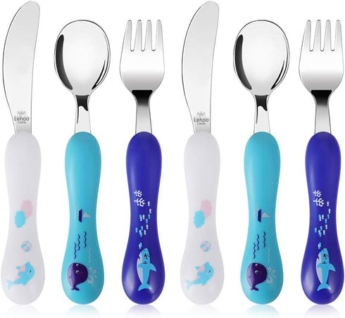 Lehoo Castle Toddler Silverware Set, 6 Pcs Toddler Utensils Stainless Steel, Boys Kids Silverware Set, Safe Toddler Forks and Spoons...