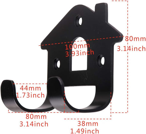 2 Piece Wall Mount Garage Storage Hooks, House Shape Tool U-Hooks Holders for Power Tools, Bikes, Ropes, Hoses, Bulk Items Storage (Black)...