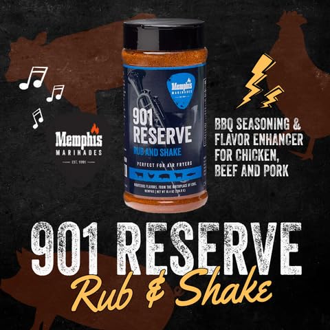 Memphis Marinades, 10.4 oz 901 Reserve Rub & Shake BBQ Seasoning & Flavor Enhancer for Chicken, Beef and Pork, Air Fryer Marinade Mix,...