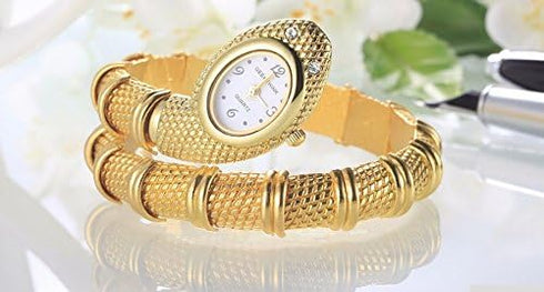 Unique Design Snake Shaped Bracelet Style Watch Woman Diamond Ornaments Gfit Casual Watch...