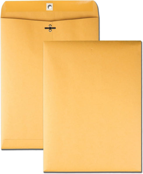 Clasp Envelopes, 9" x 12" Envelopes, Gummed Flap With Metal Clasp Closure, Perfect For Office, Home And School Use, 28Lb Brown Craft Envelopes - 9...