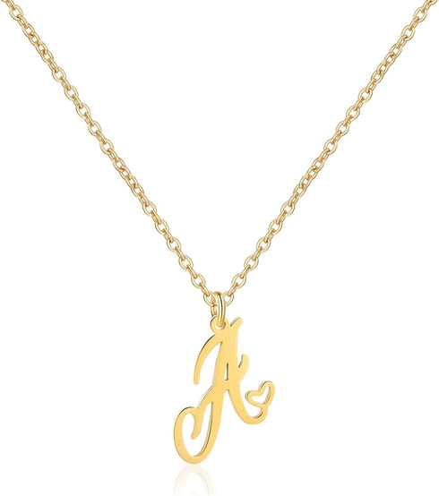 Gold Heart Initial Necklaces for Women, Minimalist Initial Heart Necklaces for Her, Dainty Alphabet Letter Pendant Necklaces Gift Jewelry...