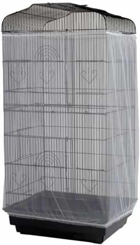 Adjustable Birdcage Seed Catcher Feather Catcher Bird Cage Cover Net Airy Soft Skirt Guard Birdcage Nylon Mesh Netting for Parrot Macaw Parakeet R...