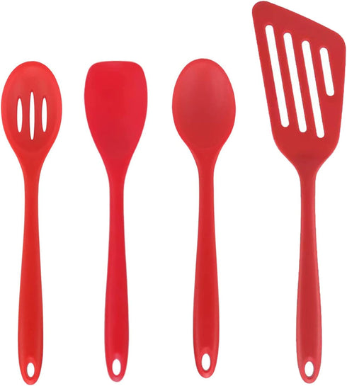 Silicone Kitchen Cooking Utensil Sets Nonstick Cooking Tools Heat Resistant Cookware Red...