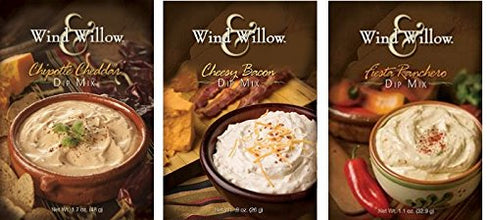 Wind & Willow Dip Mix Variety Pack - Cheesy Bacon, Chipotle Cheddar, and Fiesta Ranchero...
