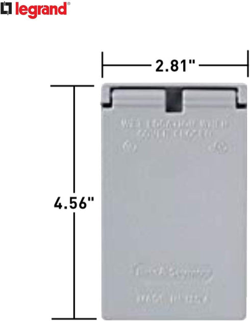 Legrand Pass & Seymour CA26GV Cast Weatherproof Outdoor Cover, 1 Gang, Decorator or GFCI Opening with Vertical Self-Closing Lid, Gray (1 Count)...