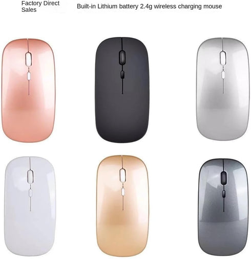LED Rechargeable Slim Silent Mouse 2.4G Portable USB Optical Office Wireless Mouse (White)...