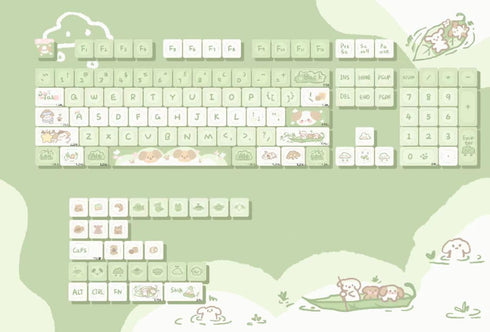 GK GAMAKAY 132 Keys Green&White Keycaps Set, MOA Profile PBT Thermal Sublimation Keycap Set for 61/68/75/80/84/87/98/104/108 Layout Mechanical Gam...
