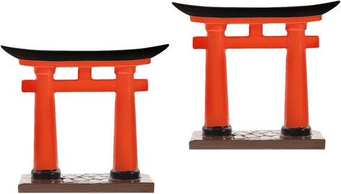 Toddmomy Japanese Torii Gate Statue, 2Pcs Japanese Mini Tori Gate Miniature Aquarium Torii Ornament Fish Tank Bonsai Landscape Decoration Zen Gard...