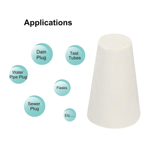 MECCANIXITY Rubber Tapered Plug 8mm to 13mm Solid Test Tubes Bungs Stopper White for Lab Home 12 Pieces...