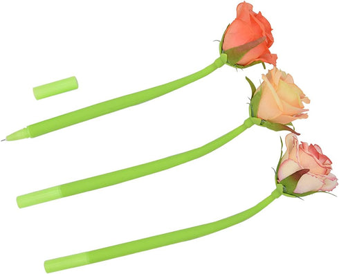 12Pcs Creative Artificial Flowers Gel Ink Pen Ballpoint Pen Liquid Black 0.5mm Gel Ink Rollerball Pen for Girls Women, Home Office School Decorati...