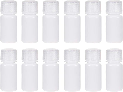 uxcell Plastic Lab Chemical Reagent Bottle, 15ml/0.5 oz Small Mouth Sample Sealing Liquid/Solid Storage Bottles, White 12pcs...
