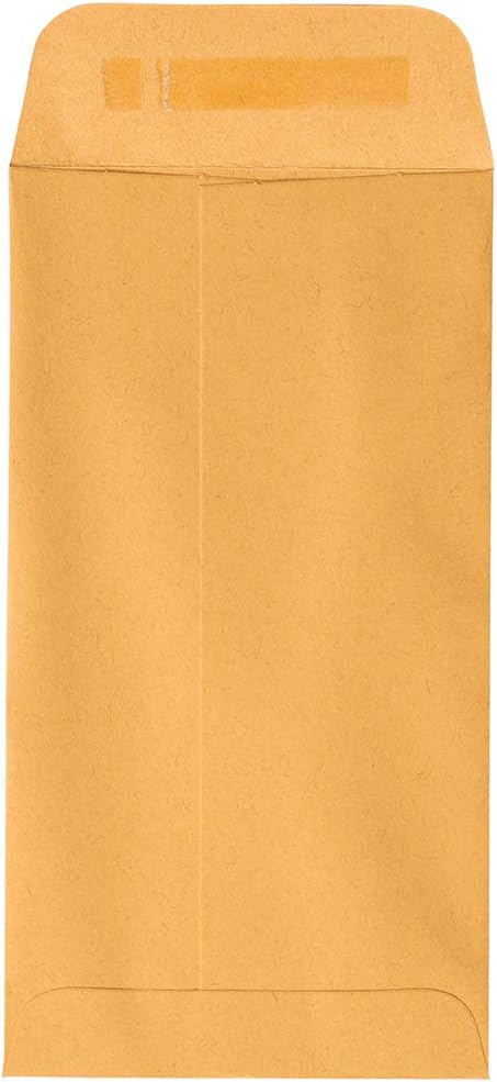 JAM PAPER #7 Coin Business Envelopes with Peel and Seal Closure - 3 1/2 x 6 1/2 - Brown Kraft Manila - 50/Pack...