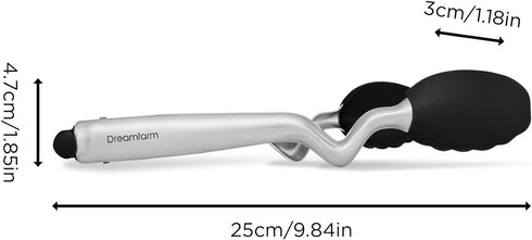 Dreamfarm Clongs Grippy Silicone & Stainless Steel Kitchen Cooking Tongs with Click-Lock Open & Close - 9" Black...