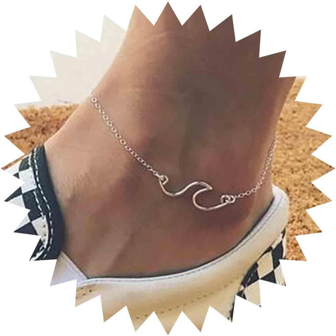 Boho Wave Ankle Bracelet Ocean Wave Anklet Bracelet Vintage Silver Wave Chain Anklet Minimalism Anklet Foot Chain Jewelry for Women...